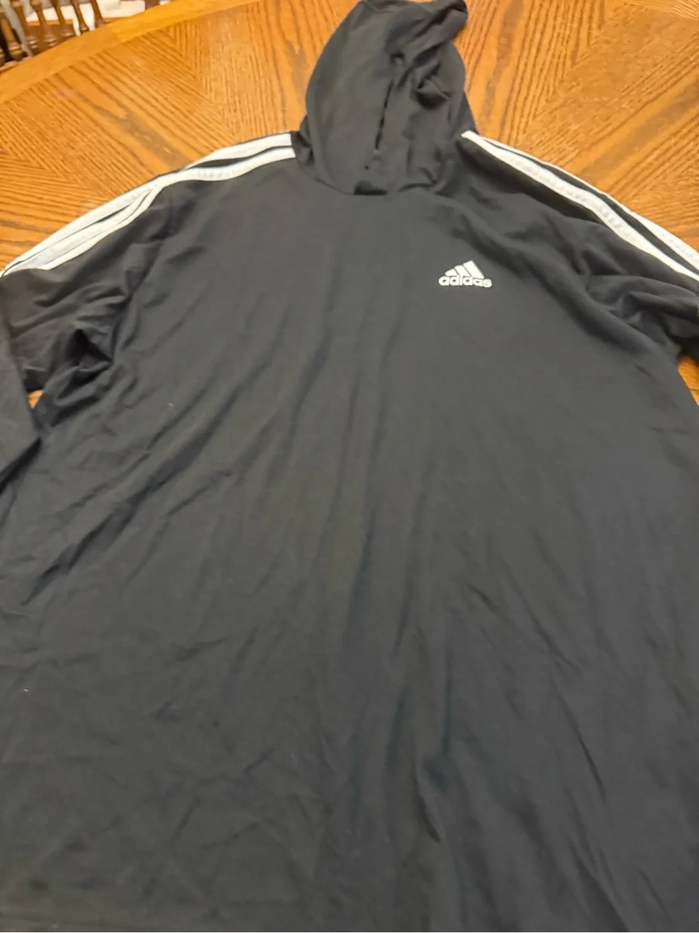 adidas Black Hooded Performance Jacket with White Stripes